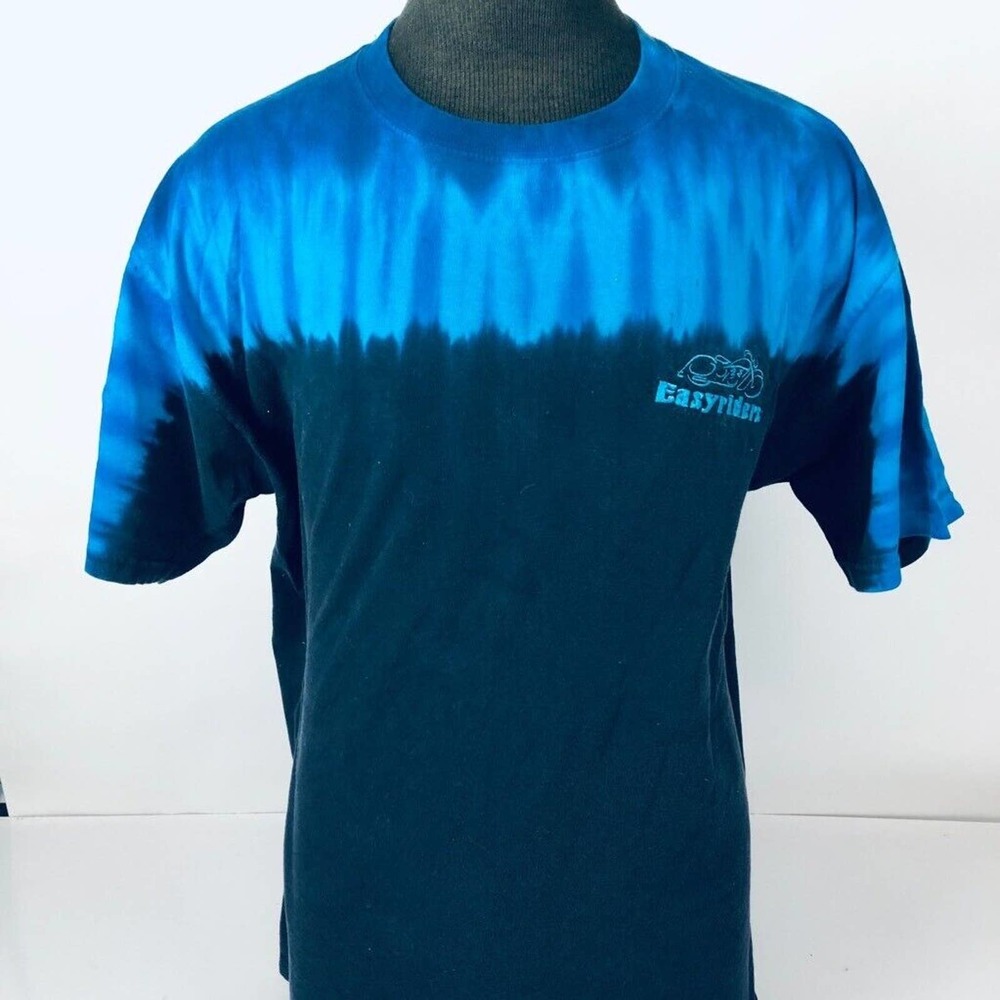 EasyRiders Motorcycle Vintage T-Shirt Blue Tie Dye Ombre Crew Vintage Tee XL